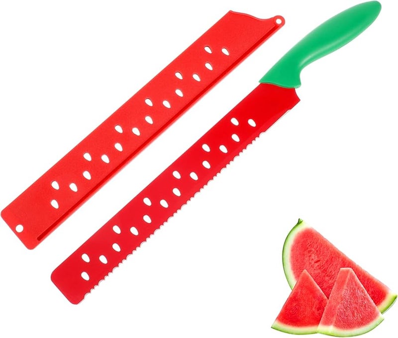 Unomor Stainless Steel Watermelon Slicer Knife Serrated Bread Cake Pizza Cutter Kitchen Tool - Image 1